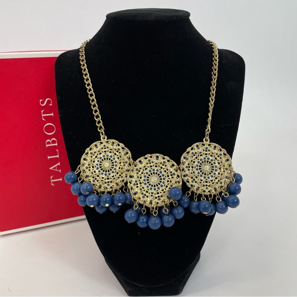 Talbots Necklace Gold & Blue